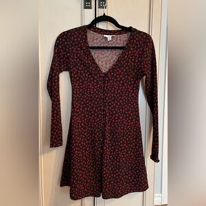 Topshop Black and Red Floral Dress